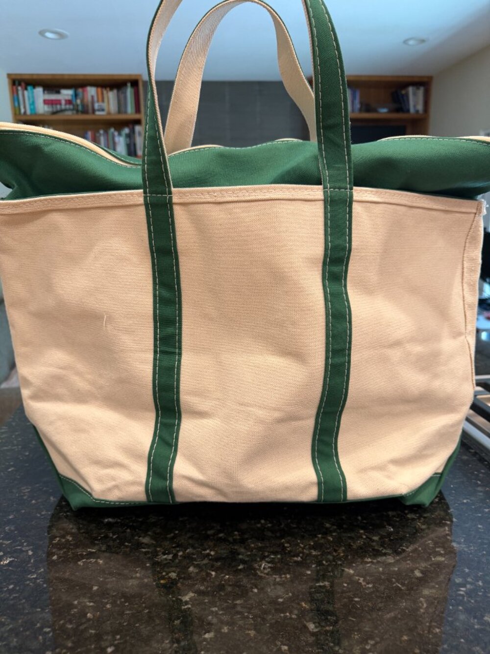 L.L. Bean Canvas Boat and Tote Bag – Green / Cream, Brand New - Picture 2 of 4